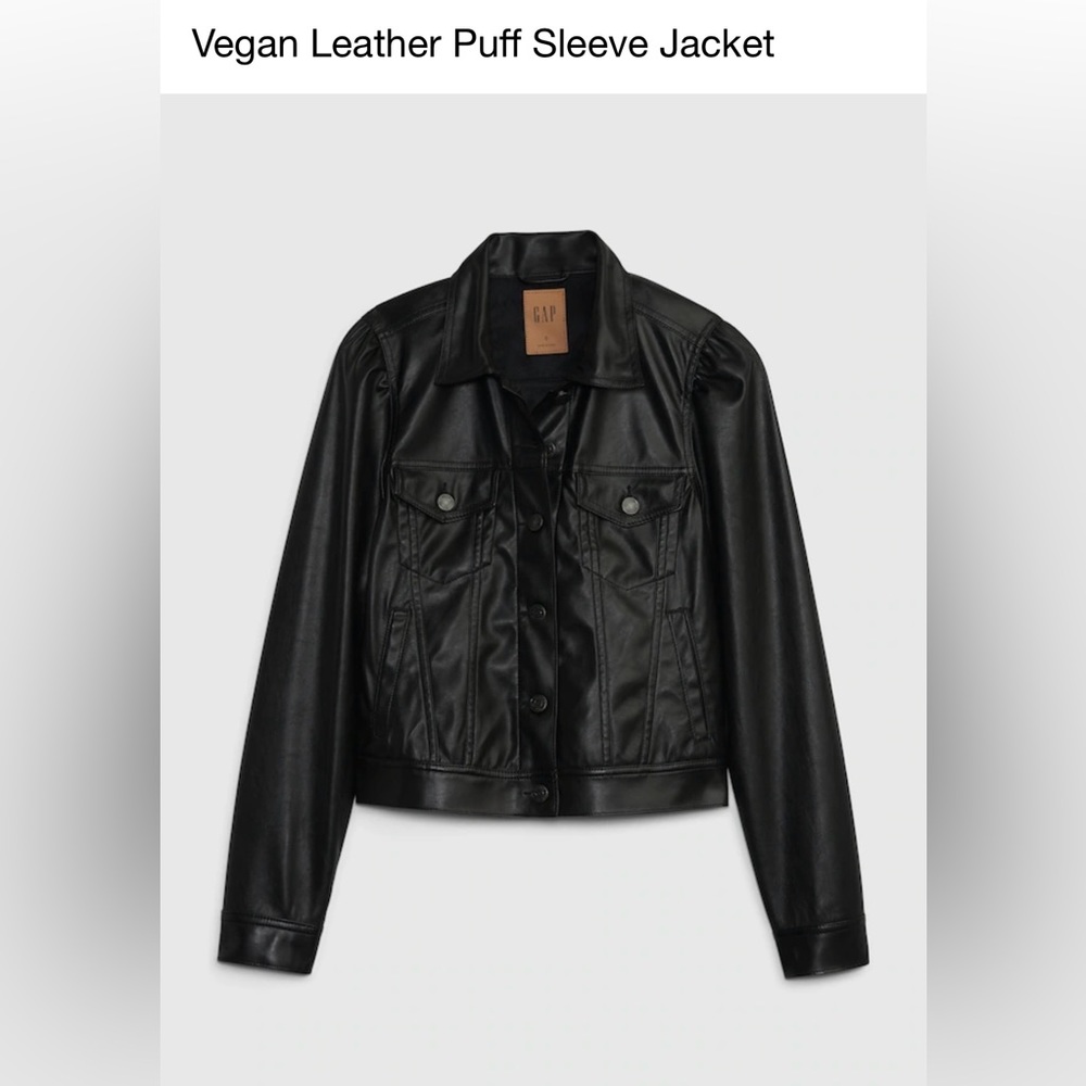 Gap Women’s Vegan Leather Puff Sleeve Jacket